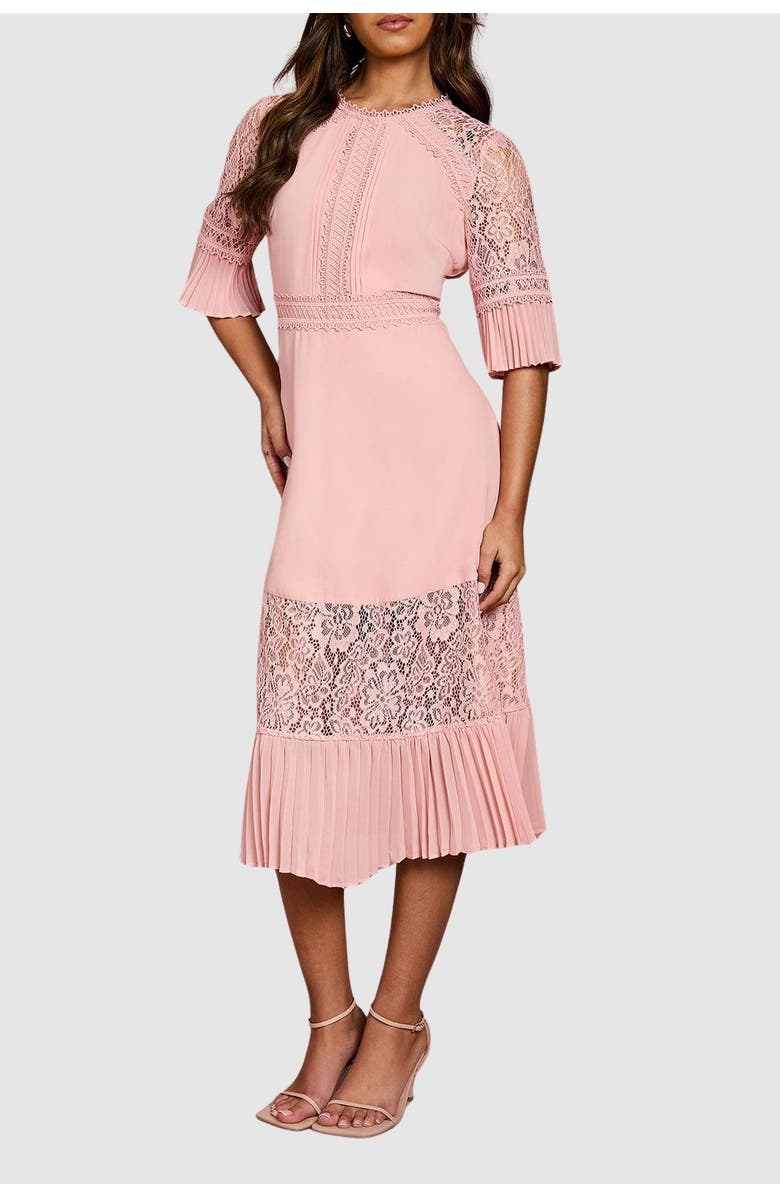 Coast Lace Insert Midi Dress, Alternate, color, Blush
