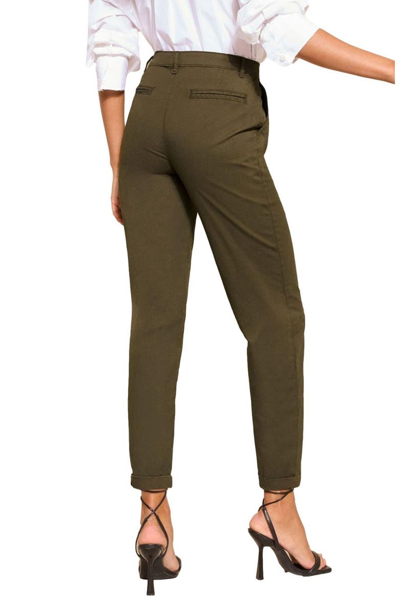 High Waist Slim Fit Chinos, Alternate, color, GREEN