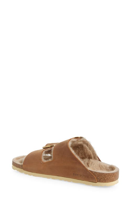 Birkenstock Arizona Big Buckle Genuine Shearling Lined Sandal In Brown