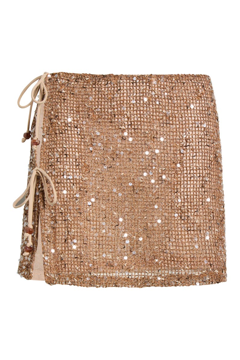 Sequin Double Tie Cover-Up Miniskirt, Alternate, color, ESSPRESSO SPRITZ