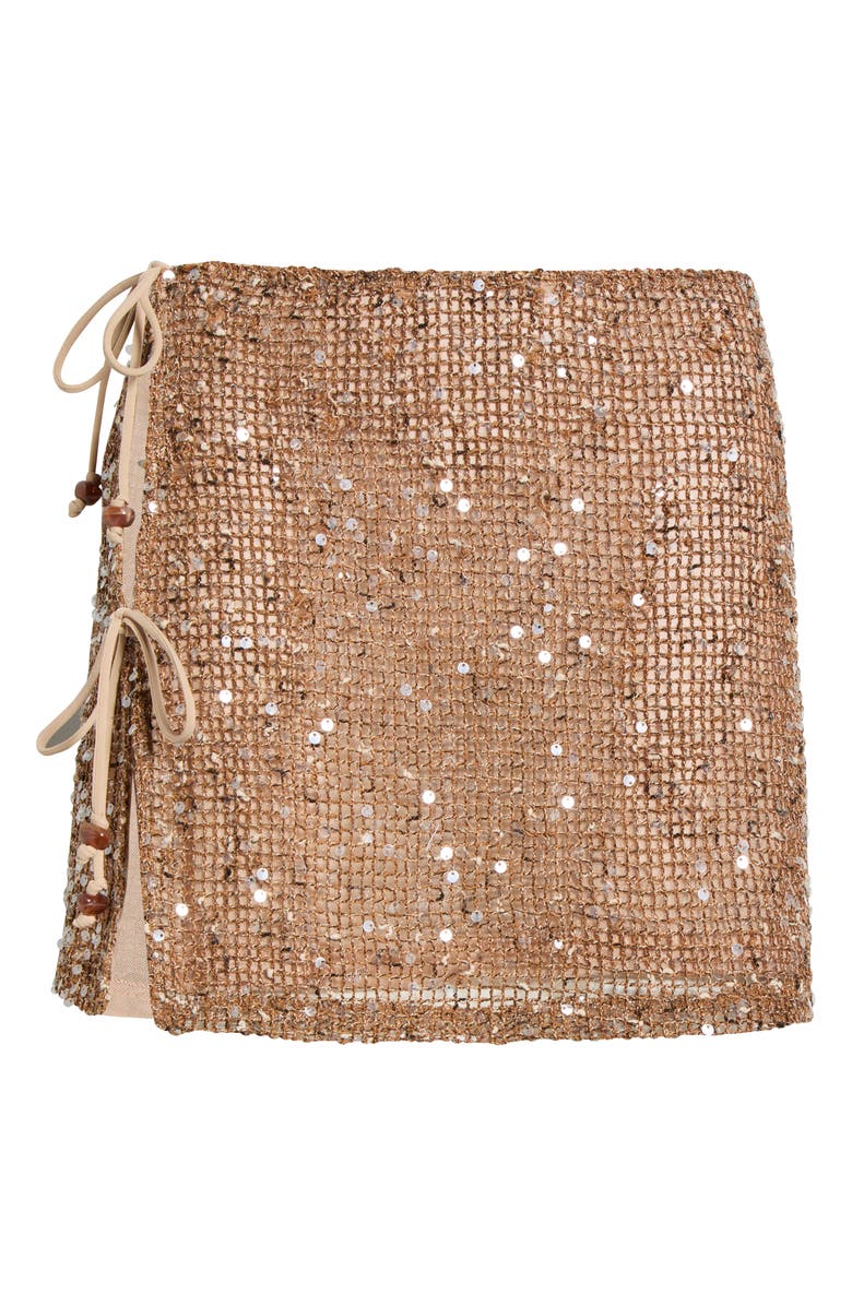 Kulani Kinis Sequin Double Tie Cover-Up Miniskirt, Alternate, color, Esspresso Spritz