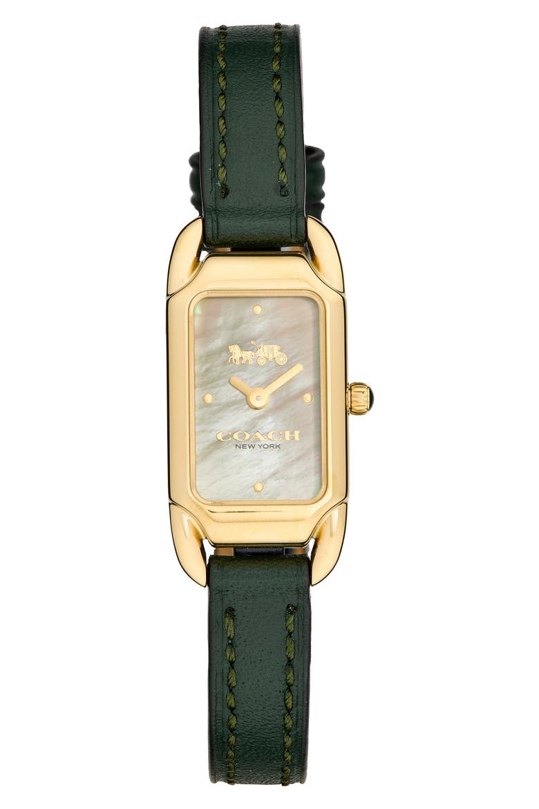 Cadie Leather Strap Watch, 17.5mm x 28.5mm, Main, color, IVORY