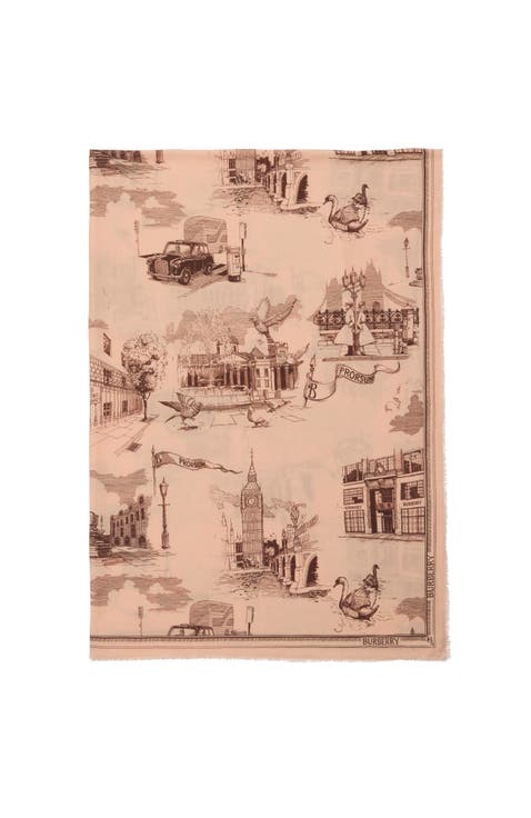 London Landmarks Wool Silk Scarf