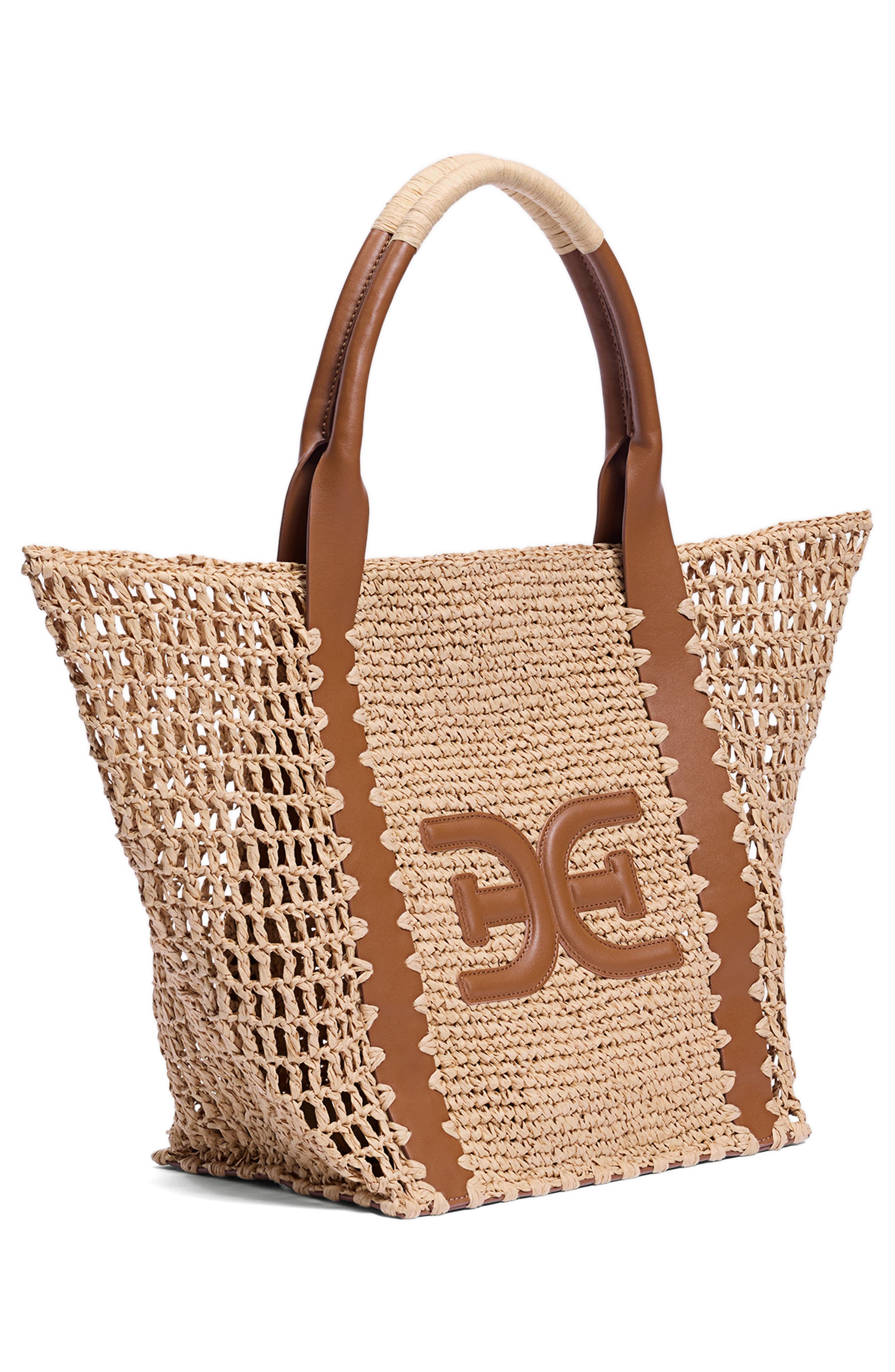 Sam Edelman Marley Open Weave Raffia Collapsible Tote Bag, Alternate, color, 