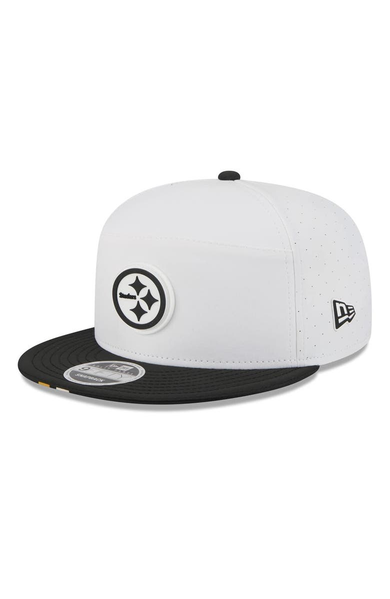 New Era Men's New Era White/Black Pittsburgh Steelers 2025 NFL Training Camp Split Panel 9FIFTY Snapback Hat, Main, color, White
