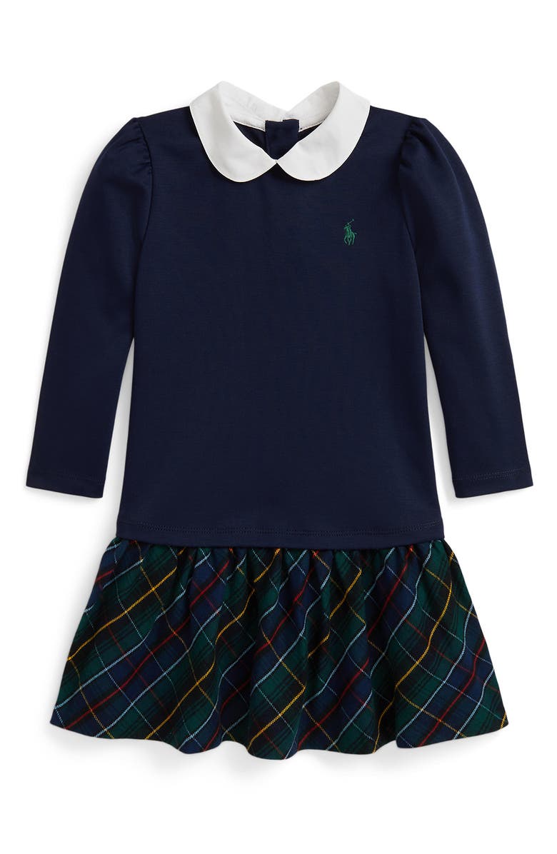 Polo Ralph Lauren Kids' Long Sleeve Ponte Roma Dress, Main, color, Cruise Navy