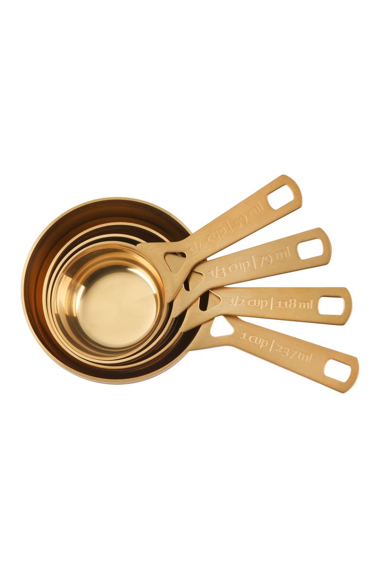 Set of 4 Measuring Cups, Alternate, color, GOLD