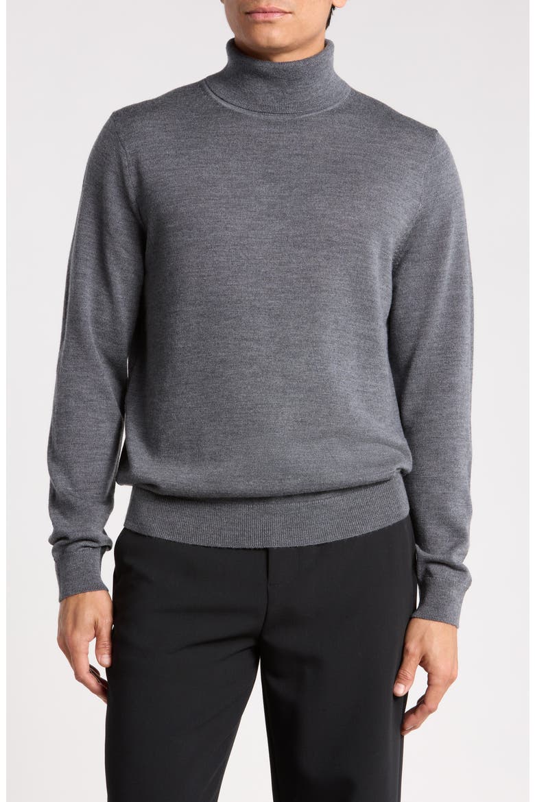 Washable Merino Wool Turtleneck Sweater, Main, color, GREY MAGNET HEATHER