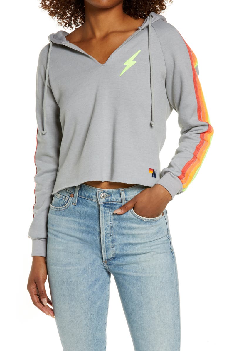 Aviator Nation Bolt Crop Hoodie, Main, color,
