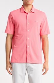 Greg Norman Stretch Piqué Button Front Shirt