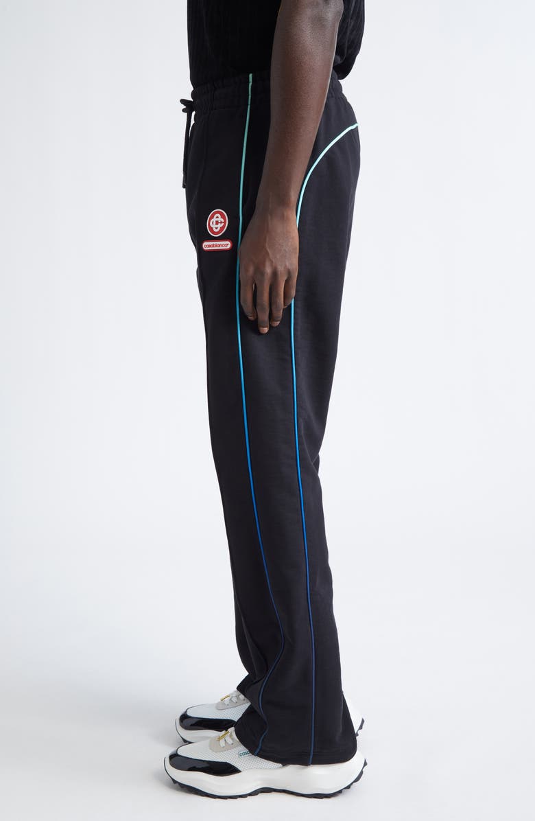 Casablanca Gradient Piping Organic Cotton Drawstring Pants, Alternate, color, Black