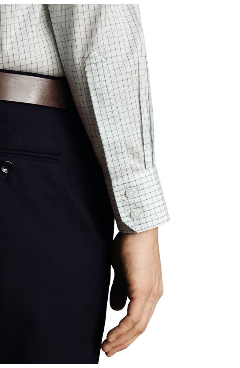 Charles Tyrwhitt Check Non-Iron Twill Cutaway Slim Fit Shirt Single Cuff, Alternate, color, Atlantic Green