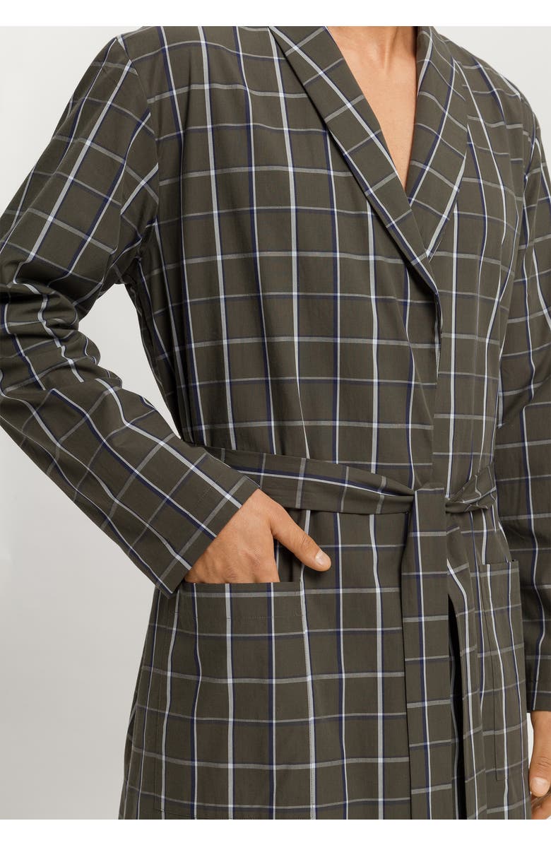 Hanro Night And Day Cotton Shawl Collar Robe, Alternate, color, Urban Check