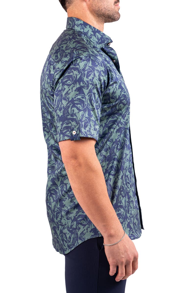 Maceoo Galileo Resistance0302 Green Short Sleeve Cotton Button-Up Shirt, Alternate, color, 