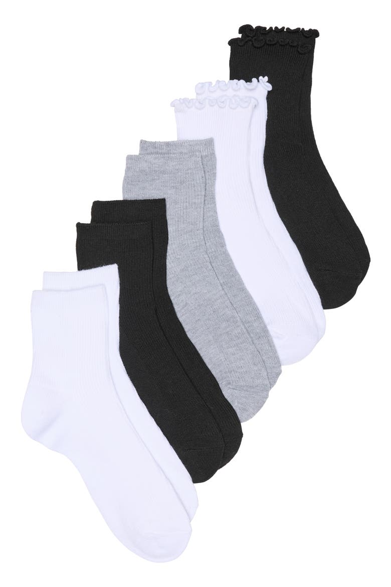 5-Pack Assorted Quarter Socks, Main, color, BLACK/ WHITE/ GREY