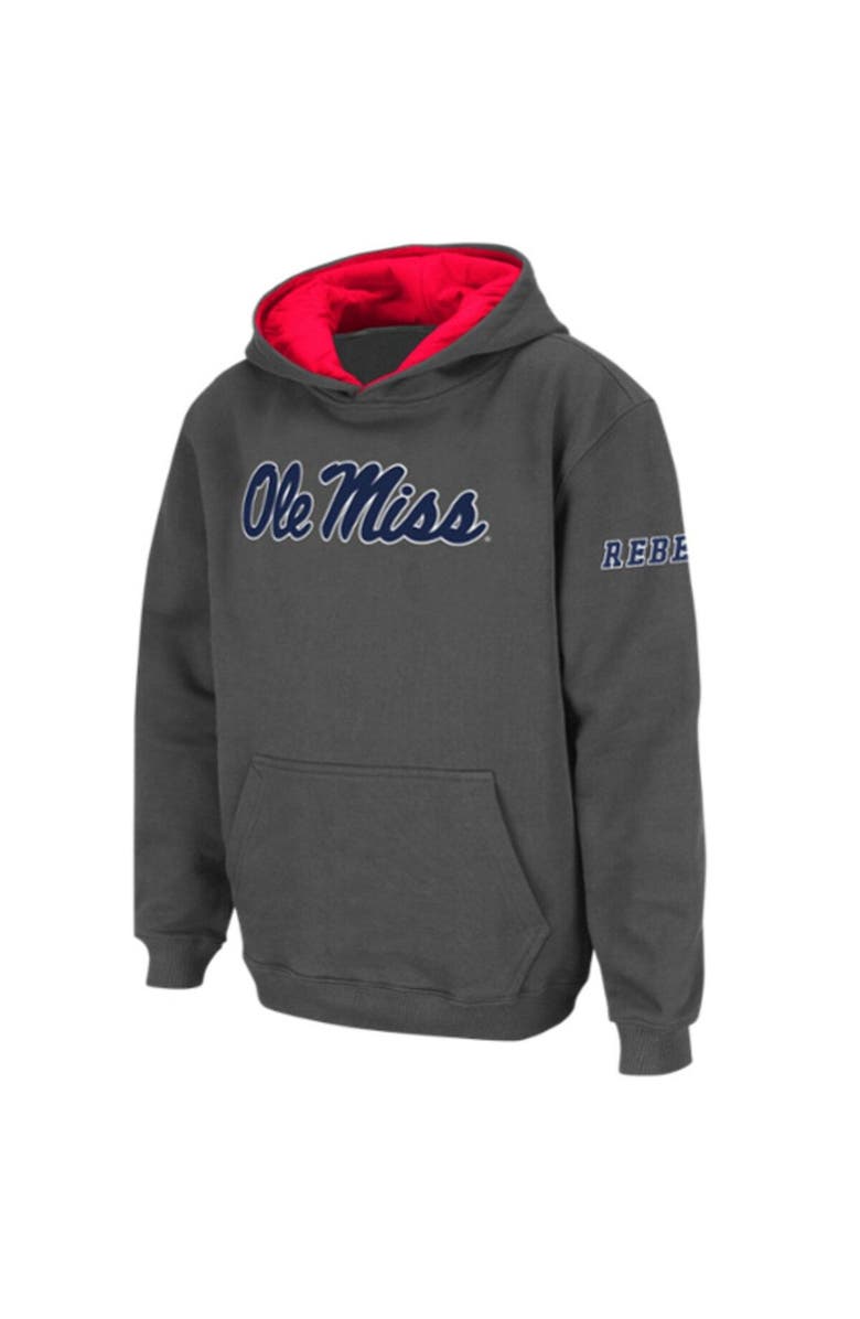 STADIUM ATHLETIC Youth Stadium Athletic Charcoal Ole Miss Rebels Big Logo Pullover Hoodie, Alternate, color, Charcoal