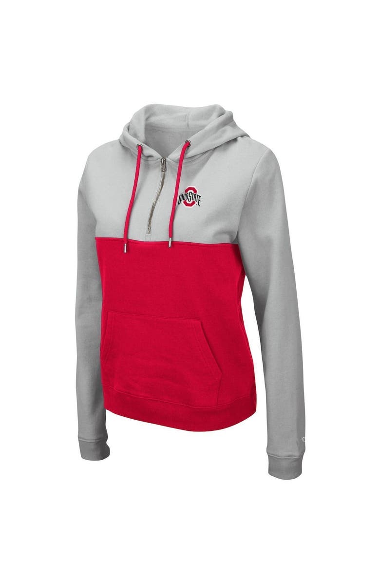 COLOSSEUM Women's Colosseum Gray/Scarlet Ohio State Buckeyes Aidan Lightweight Half-Zip Hoodie, Alternate, color, Gray