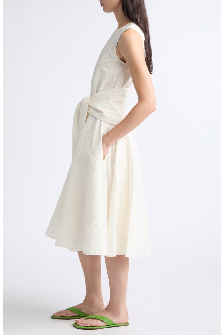 Cloque Cotton Seersucker Fit & Flare Dress, Alternate, color, IVORY