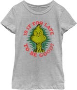 The Grinch Girls' Dr. Seuss Christmas Grinch Is it too Late Graphic T-Shirt