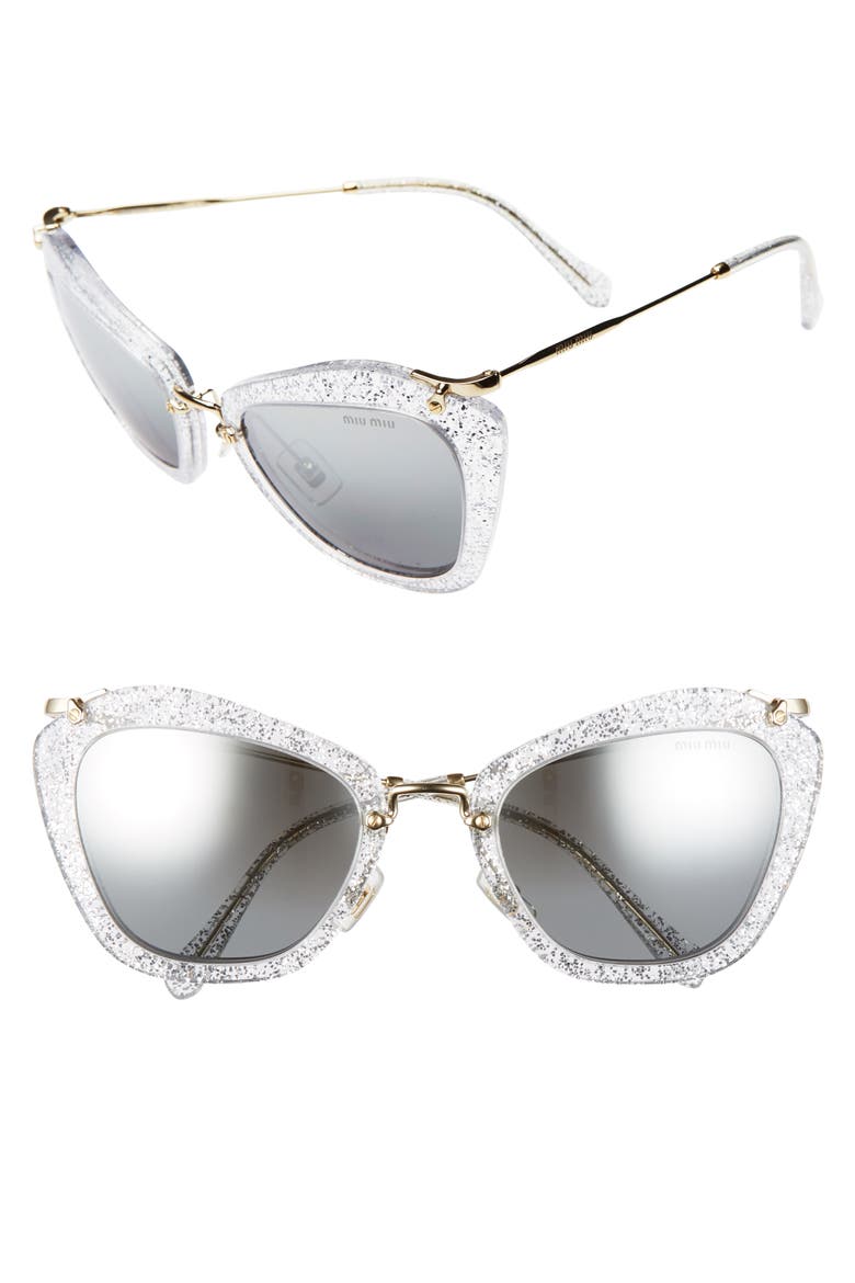 55mm Sunglasses, Main, color, WHITE SILVER/ GRAD MIRR