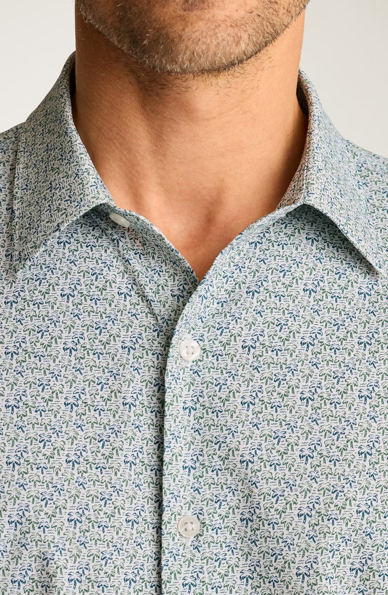 Bonobos Tech Slim Fit Palm Print Short Sleeve Button-Up Shirt, Alternate, color, Leon Palms V2 C35