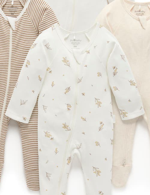 Purebaby 4 Pack Zip Footie Unisex In Multi