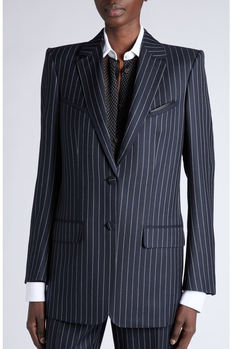 Corded Chalk Stripe Wool Western Jacket, Alternate, color, COMBO BLUE