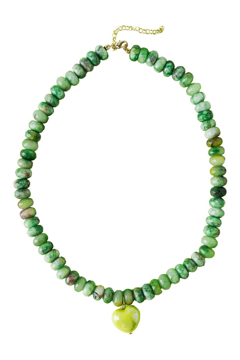 Alice Beaded Heart Pendant Necklace, Main, color, GREEN