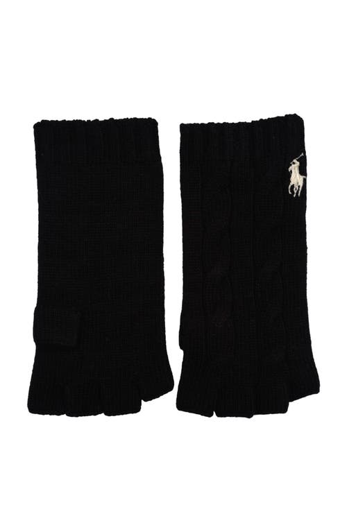 Polo Ralph Lauren Wool Cashmere Classic Cable Fingerless Glove In Black
