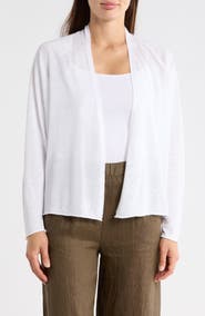 Eileen Fisher Organic Linen & Organic Cotton Open Front Cardigan