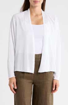 Eileen Fisher Organic Linen & Organic Cotton Open Front Cardigan