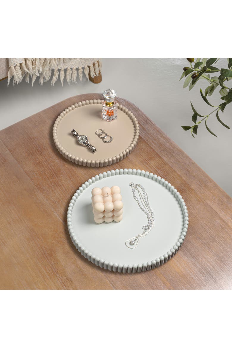 Opulence Modern Minimalist Concrete Fluted Edge Decorative Jewelry Trays, Alternate, color, Pale Blue/Stone