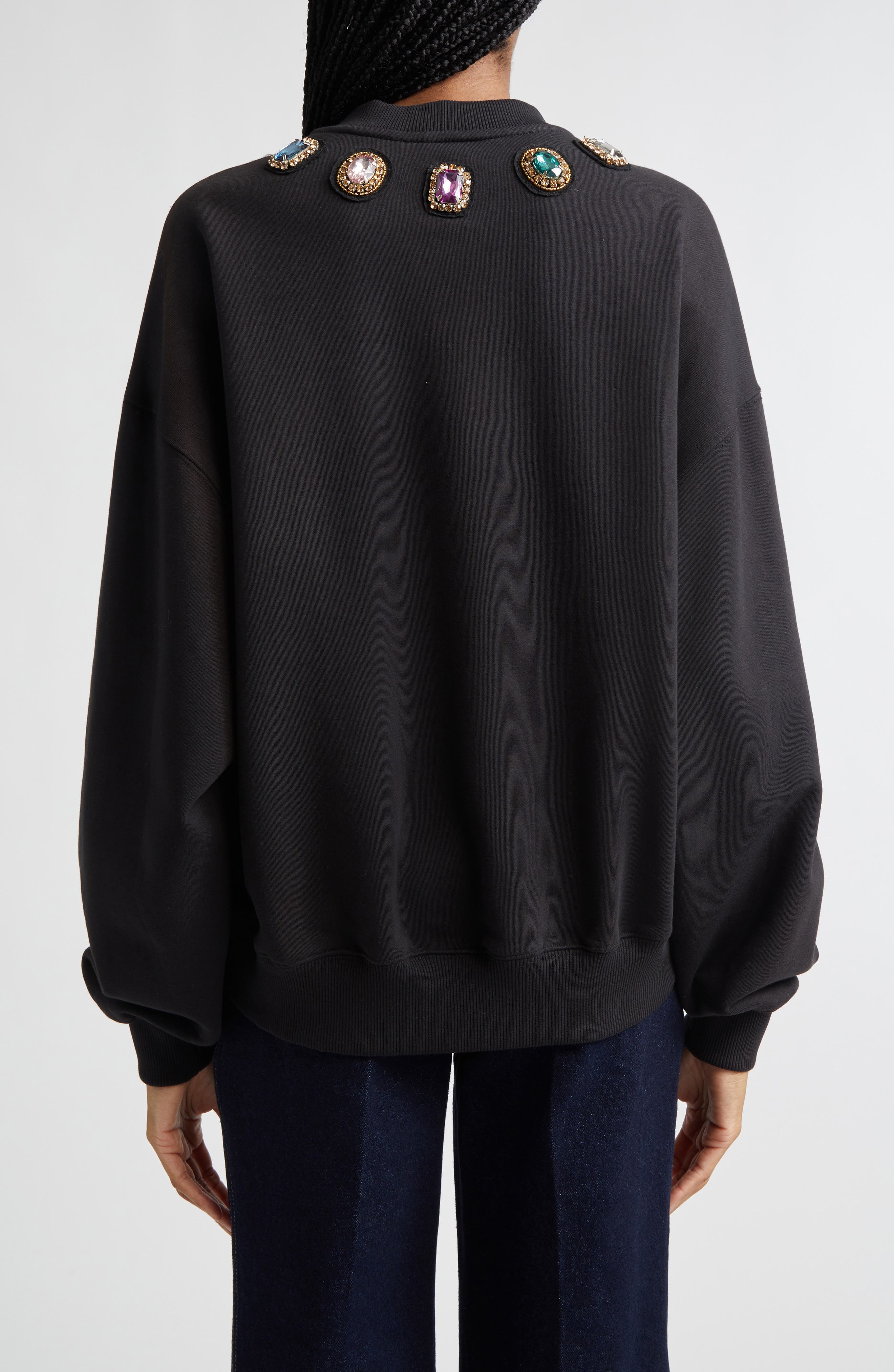 Baroque Patches Rhinestone Sweater - image 2