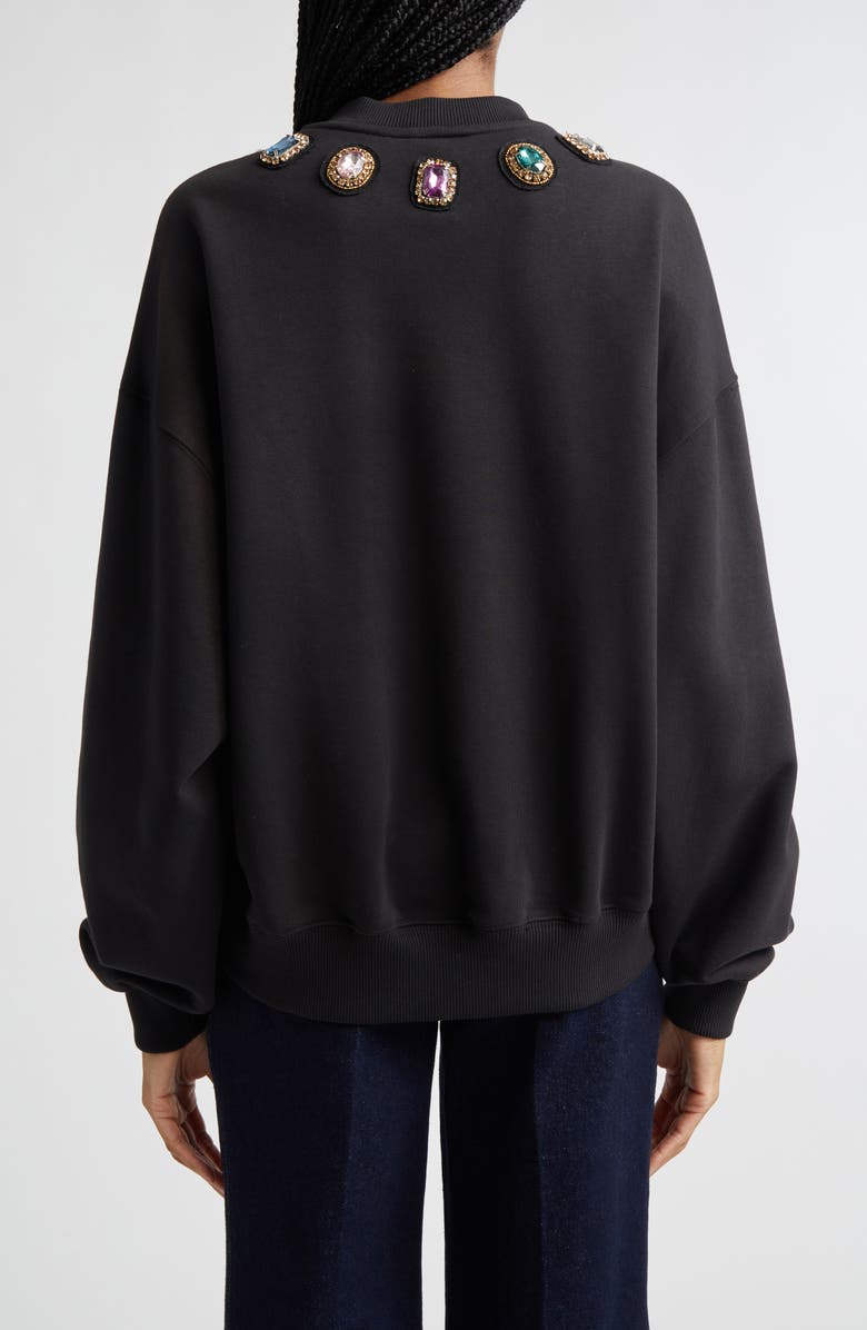 Cinq à Sept Baroque Patches Rhinestone Sweater, Alternate, color, Black Multi