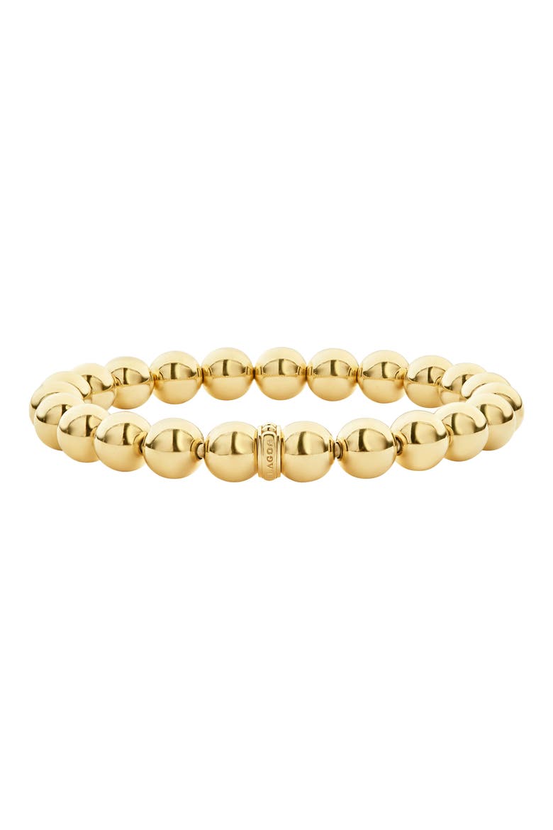 Caviar Gold Ball Stretch Bracelet, Main, color, GOLD