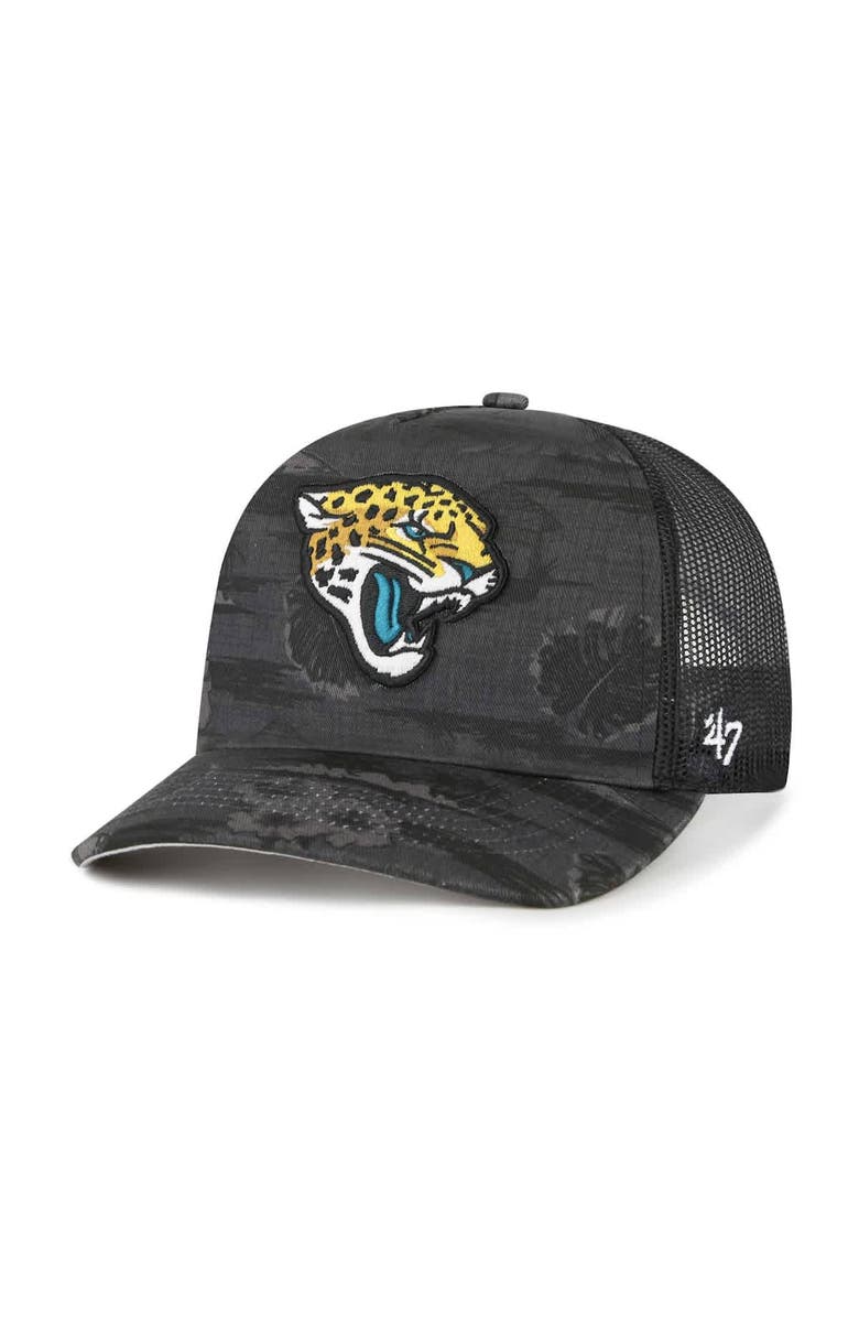 '47 Men's '47 Black Jacksonville Jaguars Fiji Trucker Adjustable Hat, Main, color, Black