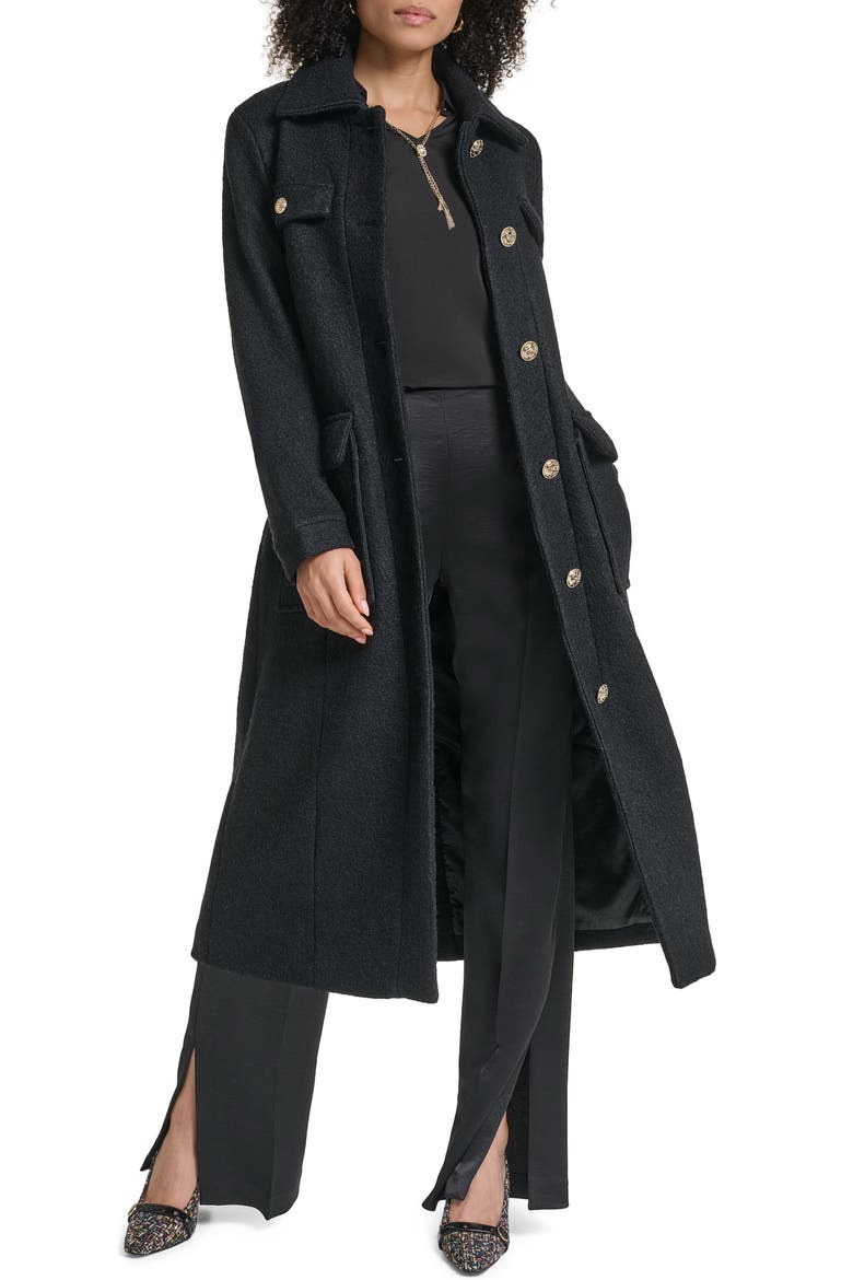 Boiled Wool Blend Coat, Alternate, color, BLACK