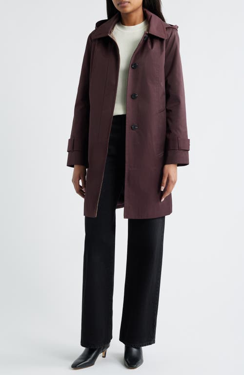 London Fog Oversize Single Breasted Hooded Raincoat In Red