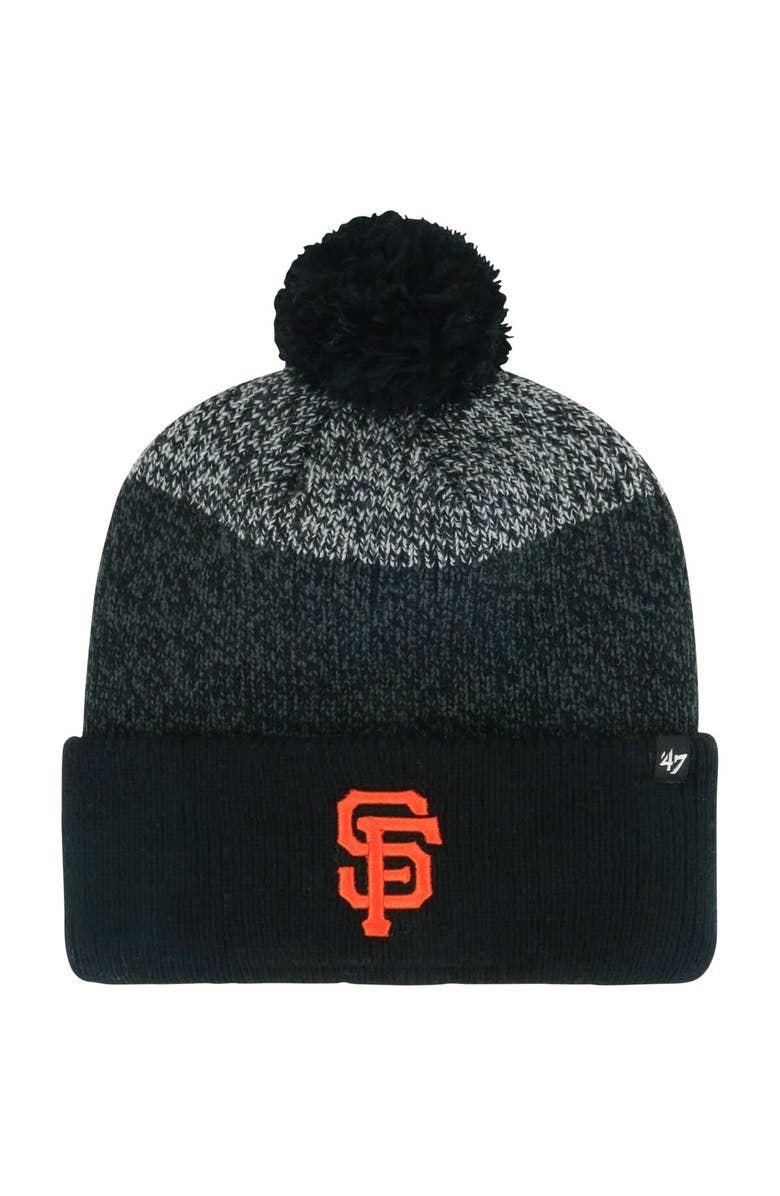 '47 Men's '47 Black San Francisco Giants Darkfreeze Cuffed Knit Hat with Pom, Main, color, 