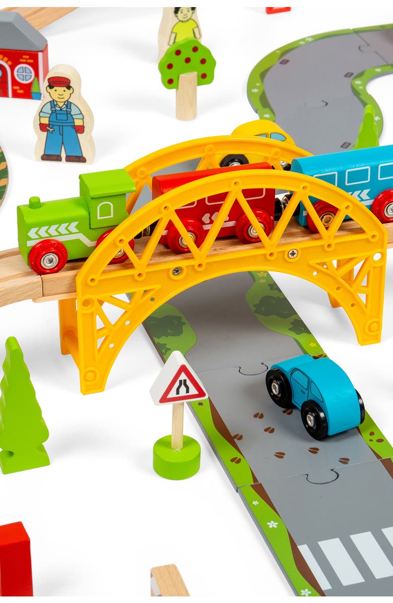 Bigjigs Rail Road & Rail Train Set, Alternate, color, Brown