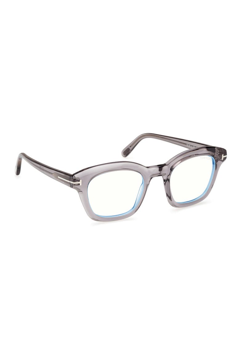 49mm Square Blue Light Blocking Optical Glasses, Alternate, color, GREY / T LOGO / BLUE BLOCK