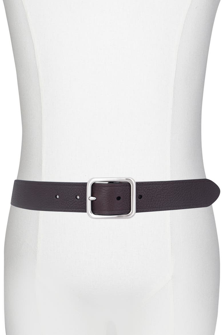 Pebbled Leather Belt, Alternate, color, CHOCOLATE