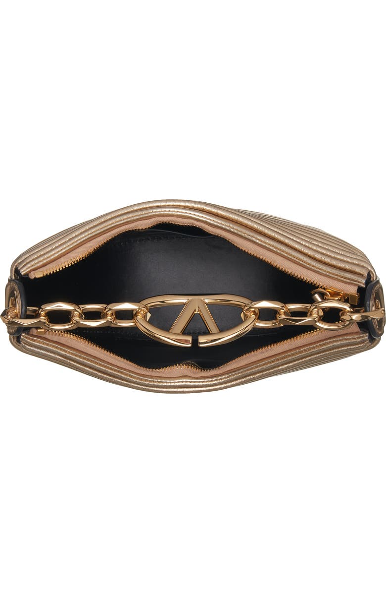 Valentino Garavani Small VLOGO Moon Metallic Lambskin Hobo Bag with Chain, Alternate, color,