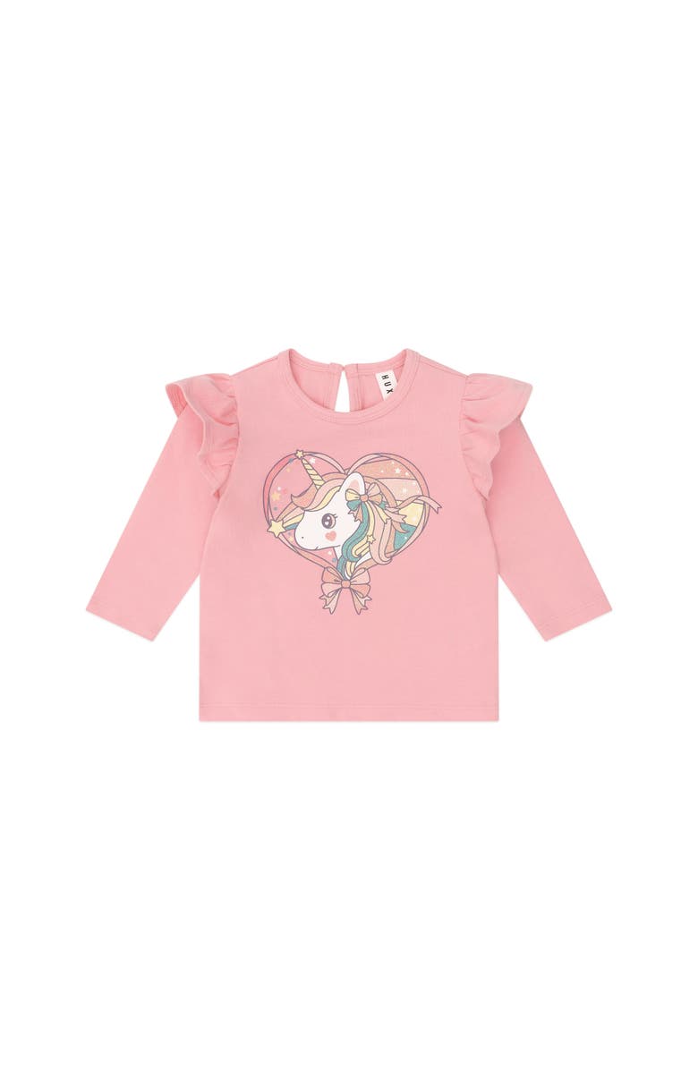 Huxbaby Whimsical Unicorn Frill Top, Main, color, Dusty Pink