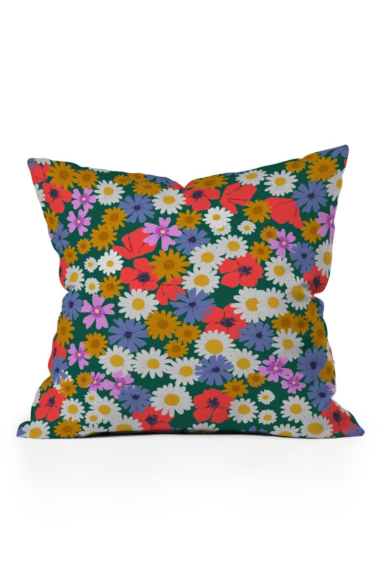 Deny Designs Meadow Wildflowers Accent Pillow, Main, color, Green
