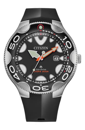 Citizen Promaster Dive Faux Leather Strap Watch, 46mm In Black
