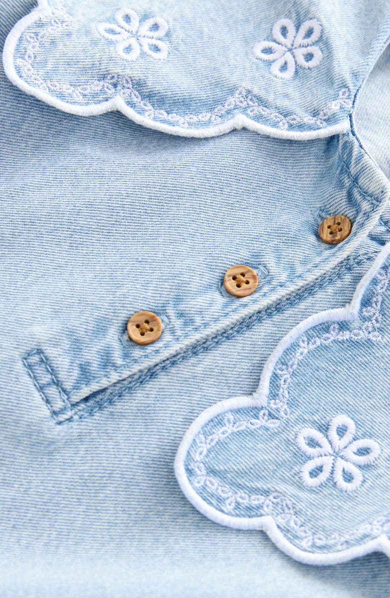 NEXT Kids' Embroidered Collar Denim Dress, Alternate, color, Blue
