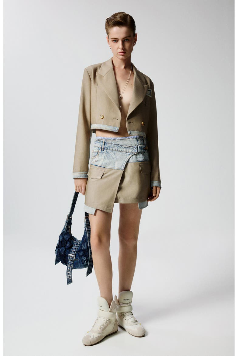 Denim & Twill Miniskirt, Alternate, color, MEDIUM BLUE