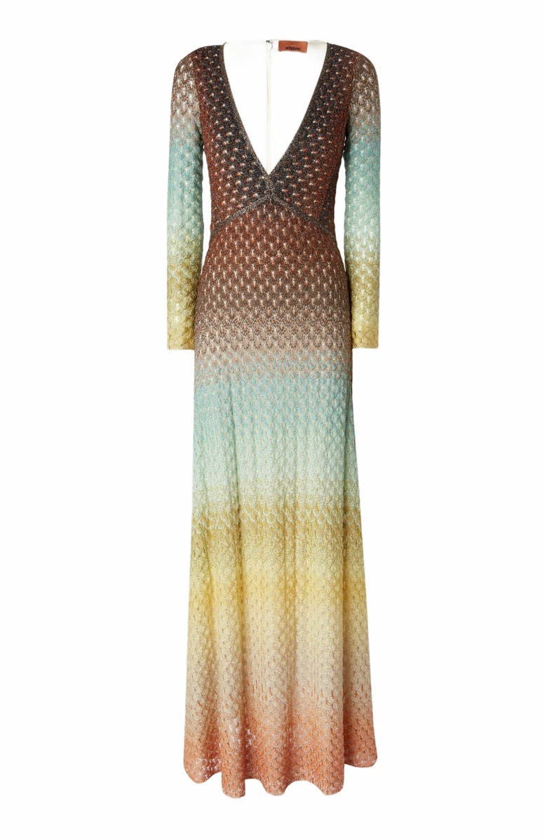 Missoni Flared Dégradé Long Dress With V-neck, Main, color, Multicoloured