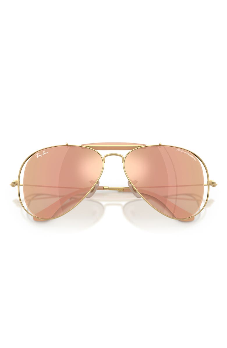 Ray-Ban Outdoorsman 53mm Mirrored Pilot Sunglasses, Alternate, color, Arista / Brown Rose Gold